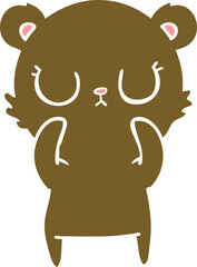 peaceful flat color style cartoon bear