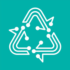 E-waste, electronics recycling vector icon badge