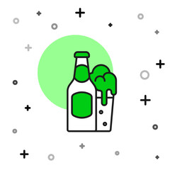 Filled outline Beer bottle and glass icon isolated on white background. Alcohol Drink symbol. Vector