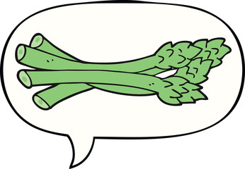 cartoon asparagus and speech bubble