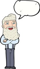 cartoon happy man with beard with speech bubble