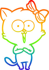 rainbow gradient line drawing cartoon cat