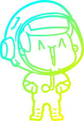 cold gradient line drawing happy cartoon astronaut
