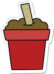 sticker of a quirky hand drawn cartoon plant pot