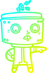 Naklejka premium cold gradient line drawing cartoon robot accusing