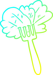 cold gradient line drawing cartoon salad leaves