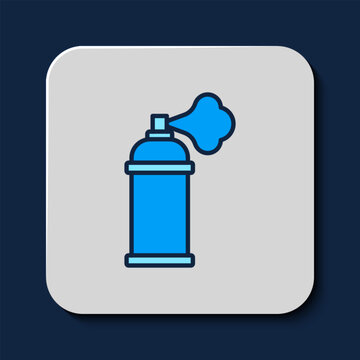 recommend clip art: Filled outline Paint spray can icon isolated on blue background. Vector