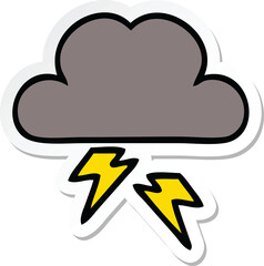 sticker of a cute cartoon storm cloud