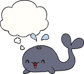 cartoon happy whale and thought bubble