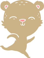 happy flat color style cartoon bear