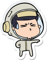sticker of a cartoon stressed astronaut