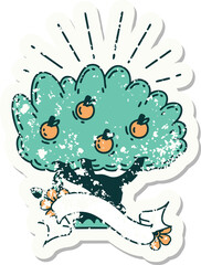grunge sticker of tattoo style apple tree