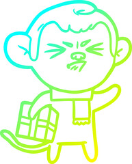 cold gradient line drawing cartoon annoyed monkey