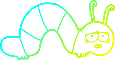 cold gradient line drawing cartoon tired caterpillar
