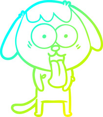 cold gradient line drawing cute cartoon dog