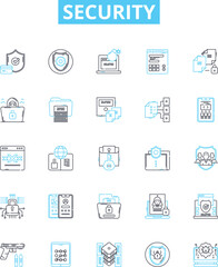Security vector line icons set. Protection, Safeguard, Armor, Shield, Fortress, Fortify, Barricade illustration outline concept symbols and signs