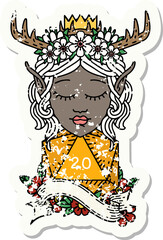 elf druid character with natural twenty dice roll illustration