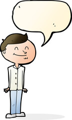 cartoon smiling man with speech bubble