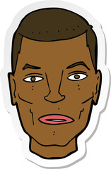 sticker of a cartoon serious male face