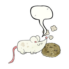 cute speech bubble textured cartoon mouse and cookie
