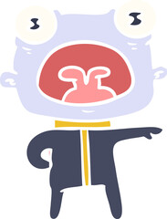 flat color style cartoon weird alien communicating