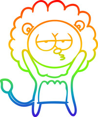 rainbow gradient line drawing cartoon bored lion