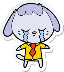 sticker of a cartoon dog crying