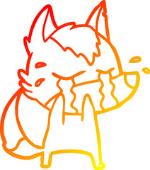 warm gradient line drawing cartoon crying wolf