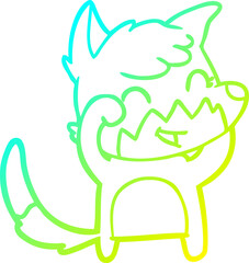 cold gradient line drawing happy cartoon fox