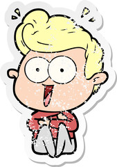 distressed sticker of a cartoon man