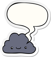 cute cartoon cloud and speech bubble sticker