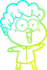 cold gradient line drawing cartoon happy man