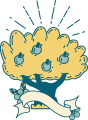 banner with tattoo style apple tree