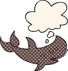 cartoon shark and thought bubble in comic book style