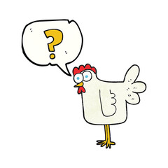 speech bubble textured cartoon confused chicken