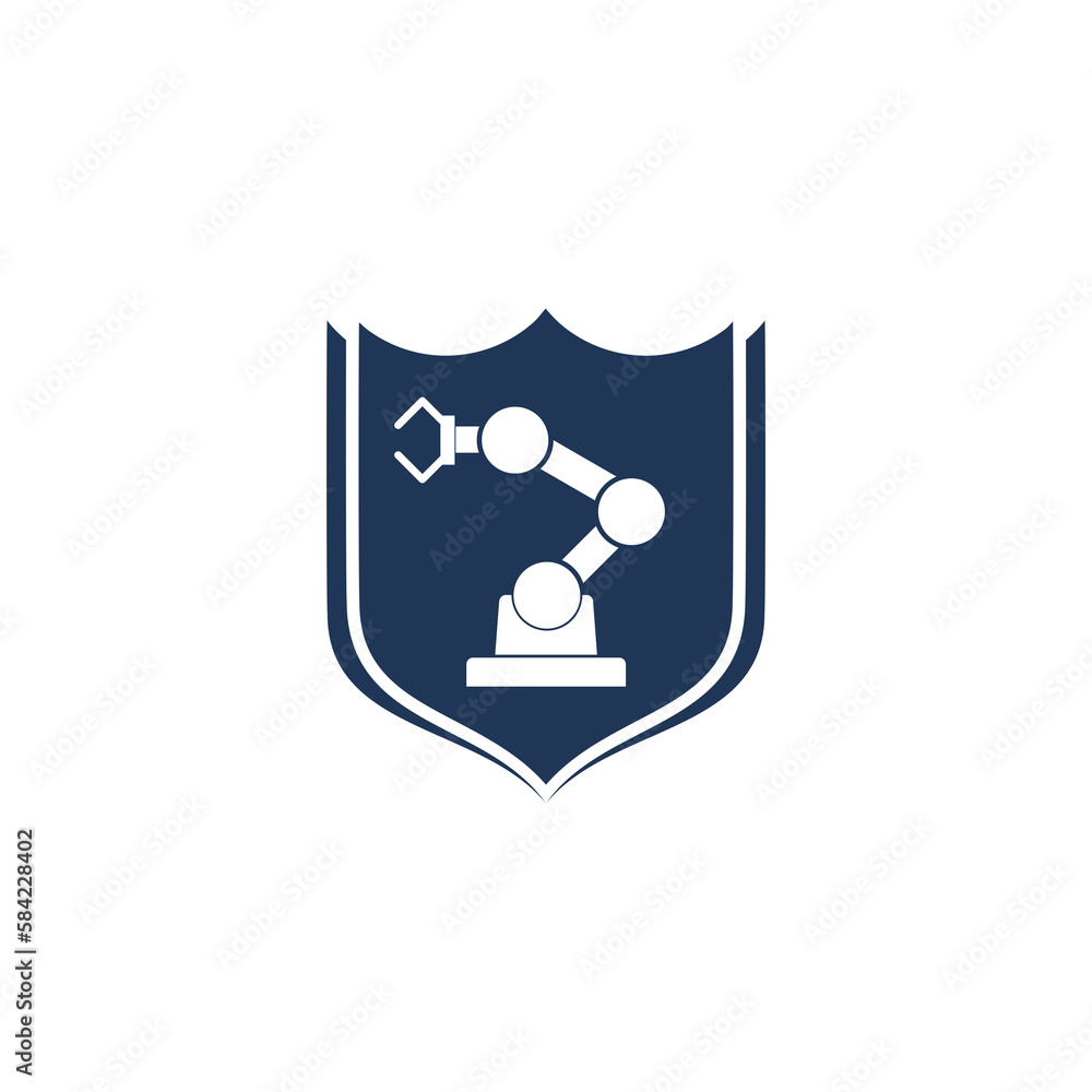 Poster industrial machine robotic robot arm hand factory icon isolated on transparent background