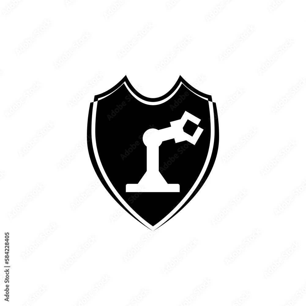 Poster industrial machine robotic robot arm hand factory icon isolated on transparent background