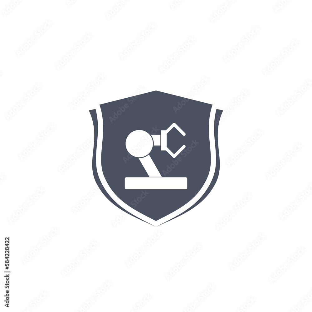 Poster industrial machine robotic robot arm hand factory icon isolated on transparent background