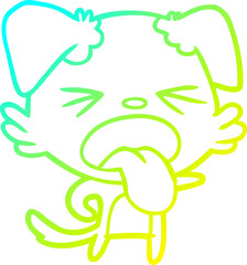 Fototapeta premium cold gradient line drawing cartoon disgusted dog