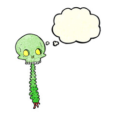 spooky cartoon sull and spine with thought bubble