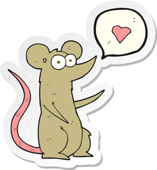 sticker of a cartoon mouse in love