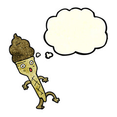 cartoon ice cream with thought bubble