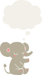 cartoon elephant and thought bubble in retro style