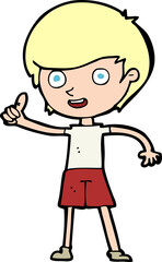 cartoon boy giving thumbs up symbol