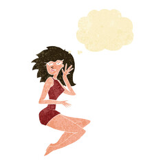 cartoon sexy woman with thought bubble