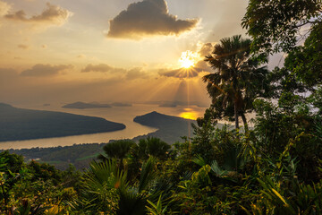 Scenic view(KHAO FA CHI VIEWPOINT) of the surrounding area. There are green trees around....