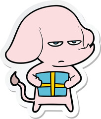 sticker of a annoyed cartoon elephant