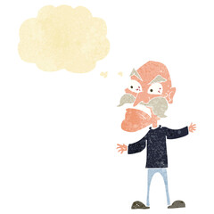 cartoon angry old man with thought bubble
