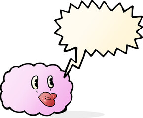 cartoon cloud symbol with speech bubble