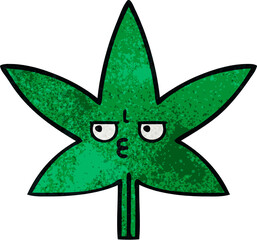 retro grunge texture cartoon marijuana leaf